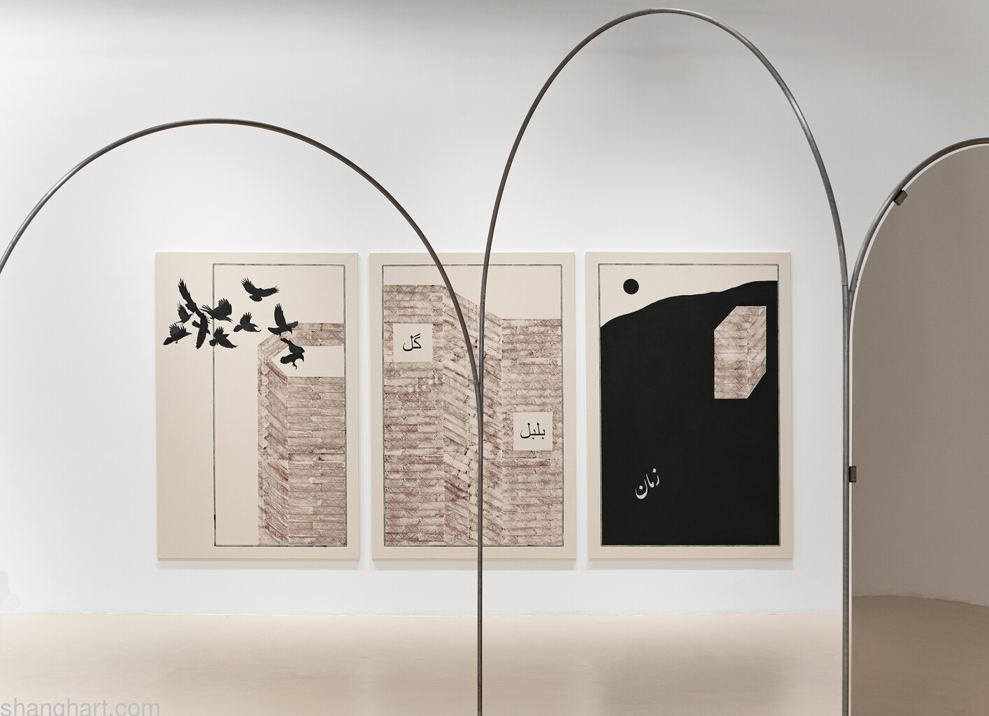 Fortress of Passion,2021, Oil and Acrylics on Canvas, each 210x140cm, 3 Panels