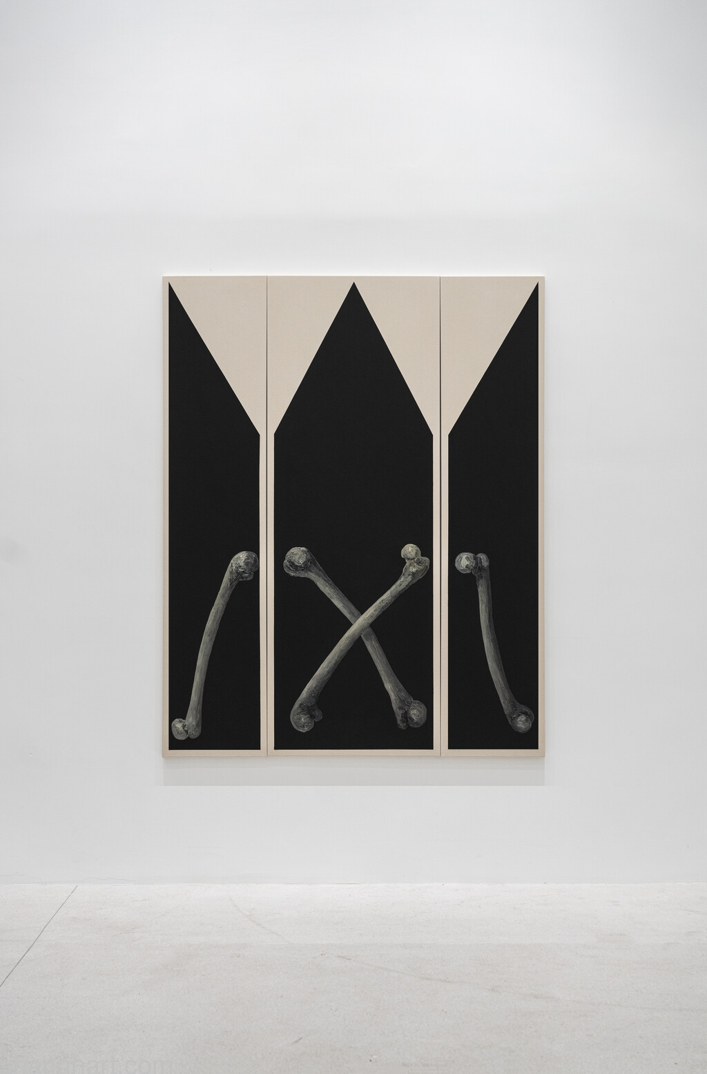 The Finality of Love, 2023, oil and acrylic on canvas, 45cm x 210cm x 2 parts, 75cm x 210cm x 1 part