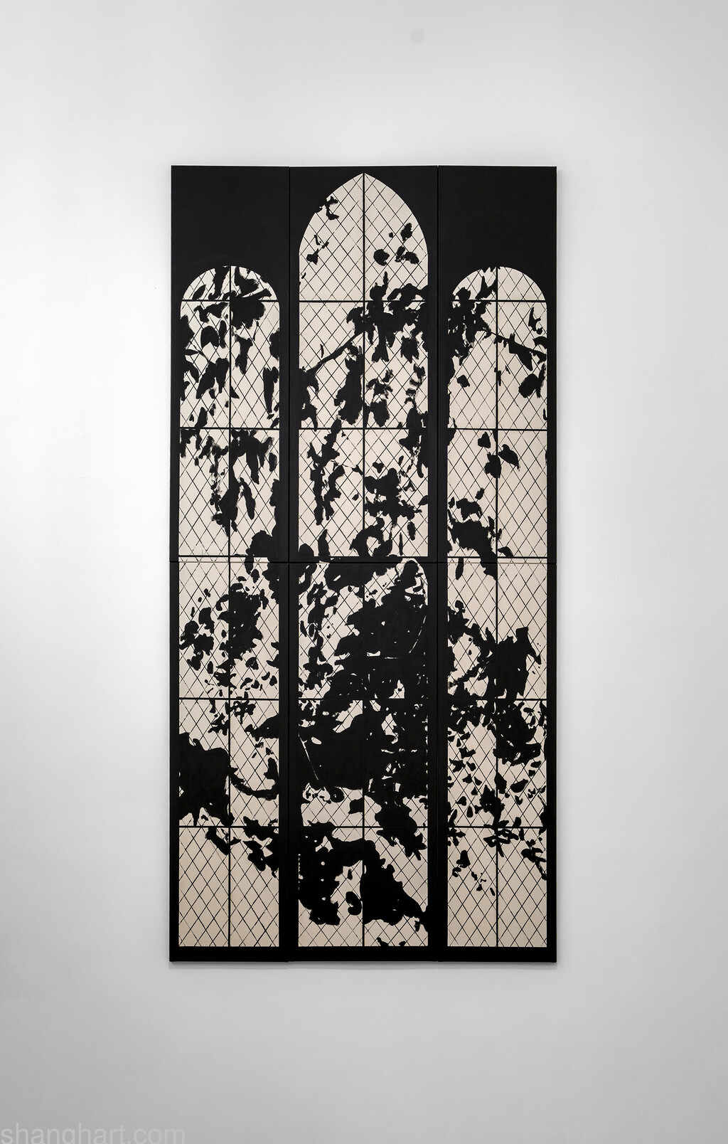 Han Mengyun, Rayonnant, 2023, acrylics on canvas, 6 panels: 60cm x 210cm x 4 parts 75cm x 210cm x 2 parts