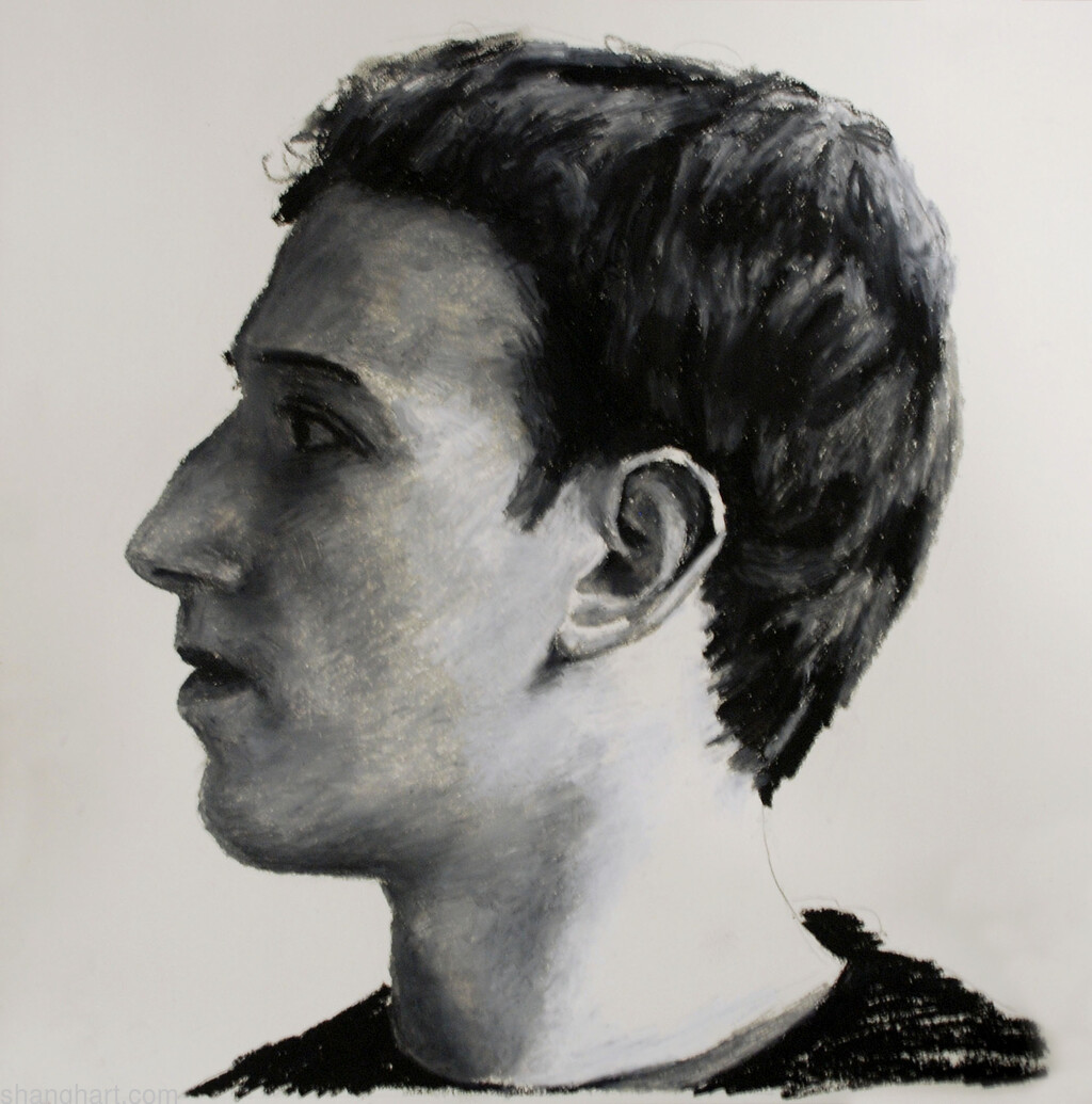 The face of facebook 1, Oil pastel on paper, 39x39cm