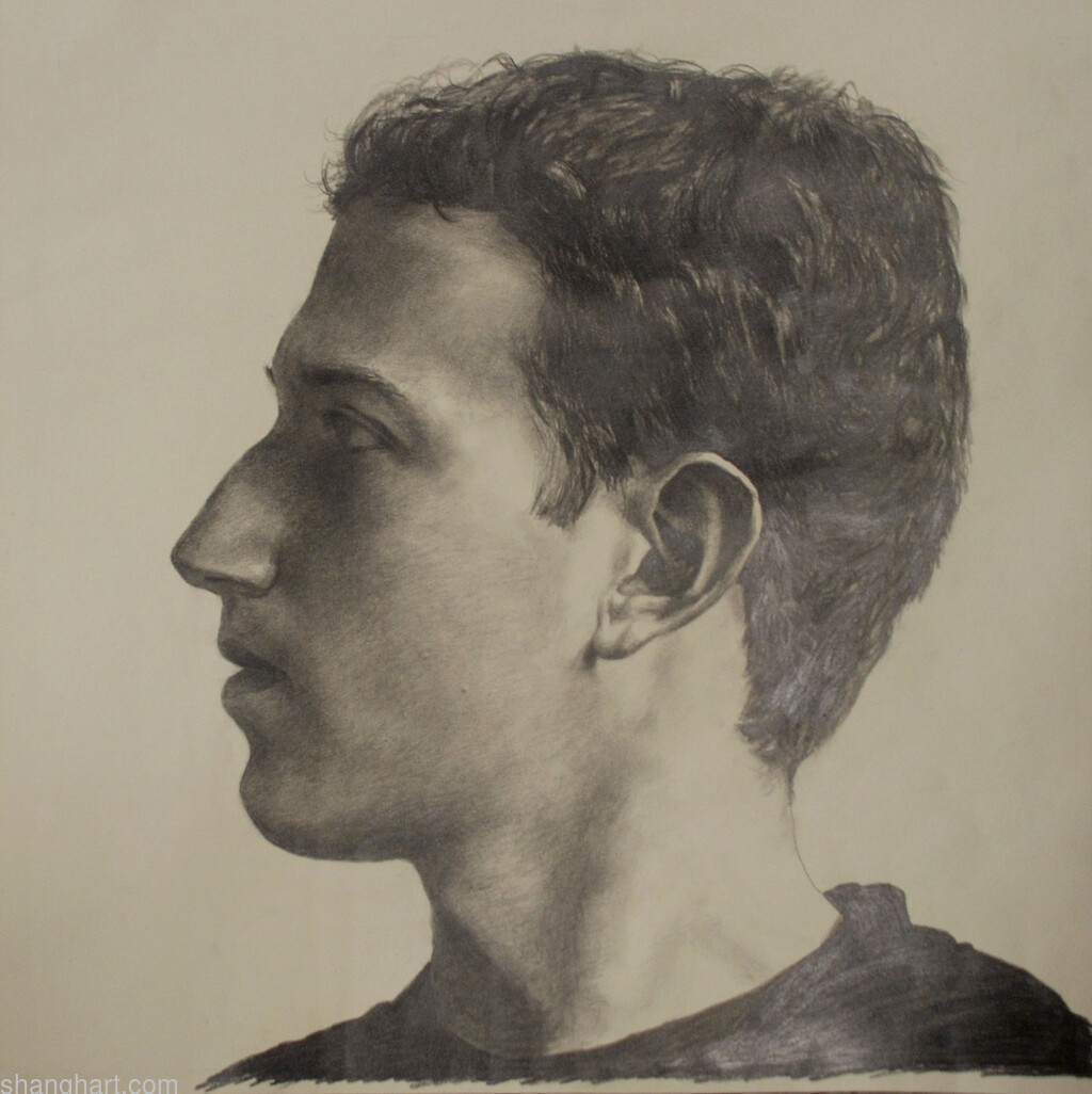 The face of facebook 5, Pencil on paper, 50x50cm