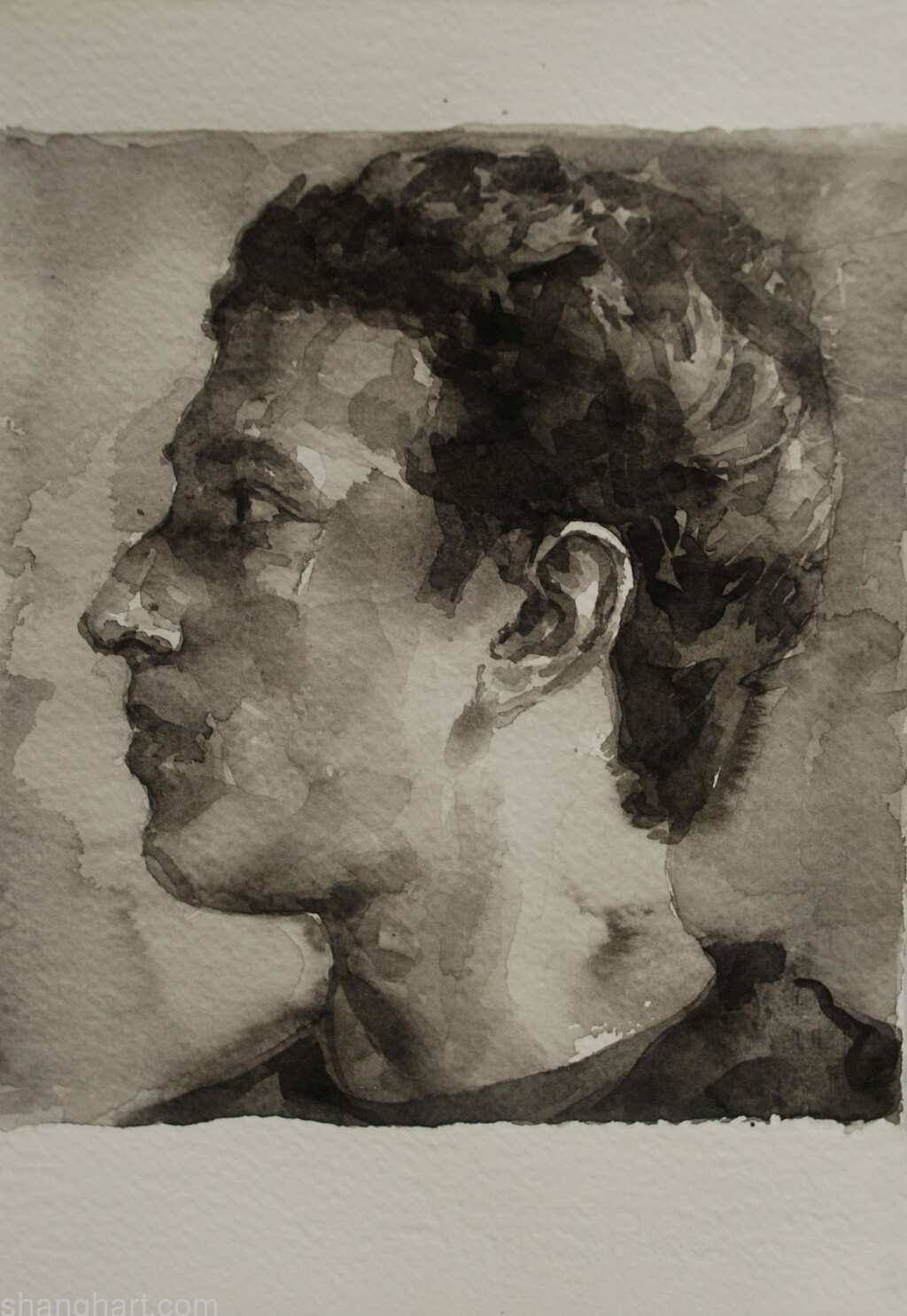 The face of facebook 7, Ink & color on paper, 26.5x19cm