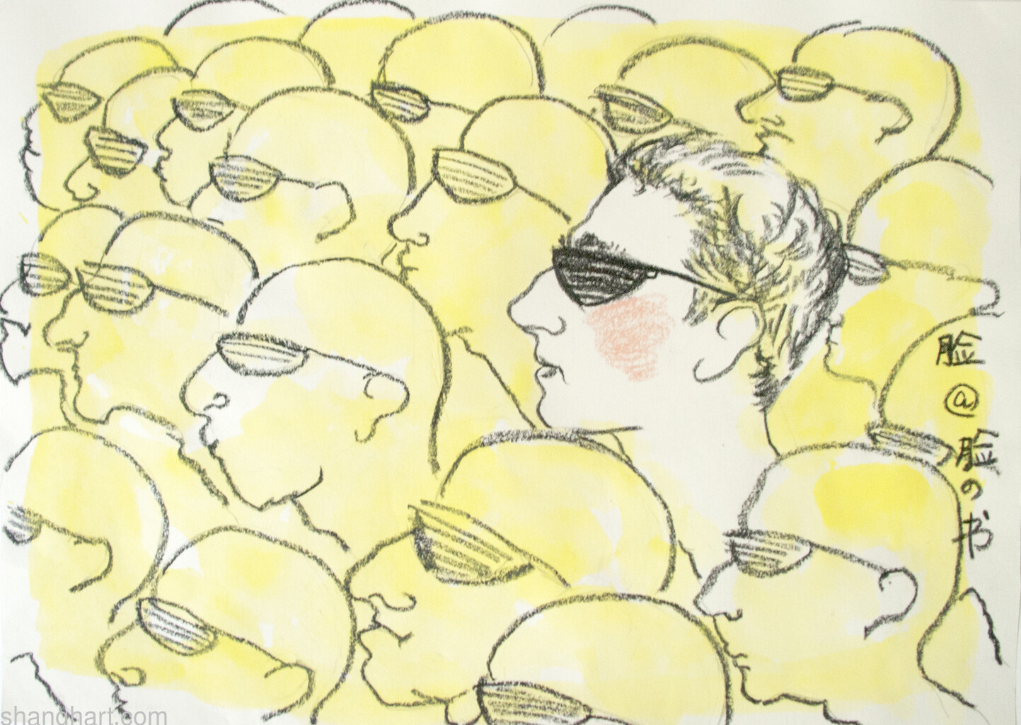 The Face of Facebook 13, Ink on paper, 26.5x37.5cm