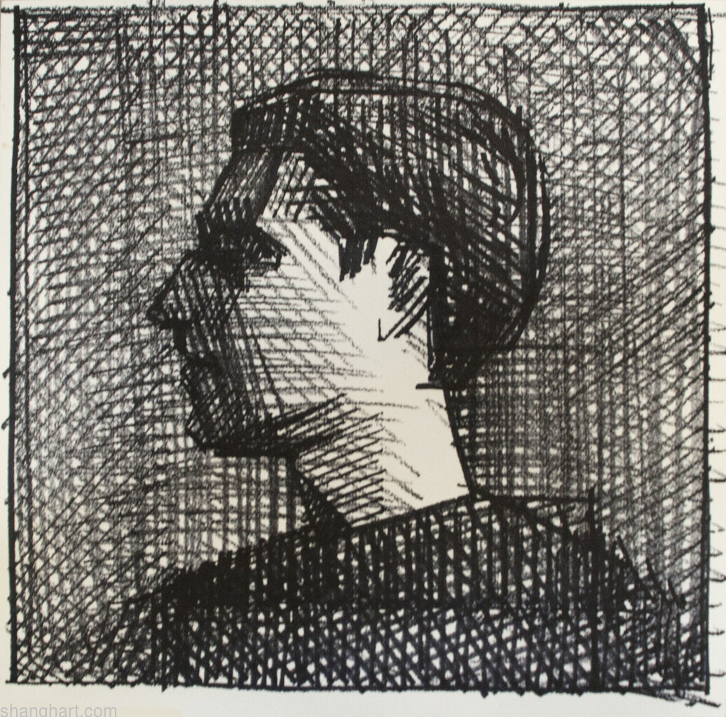 The face of facebook 21, Charcoal on paper, 50x50cm