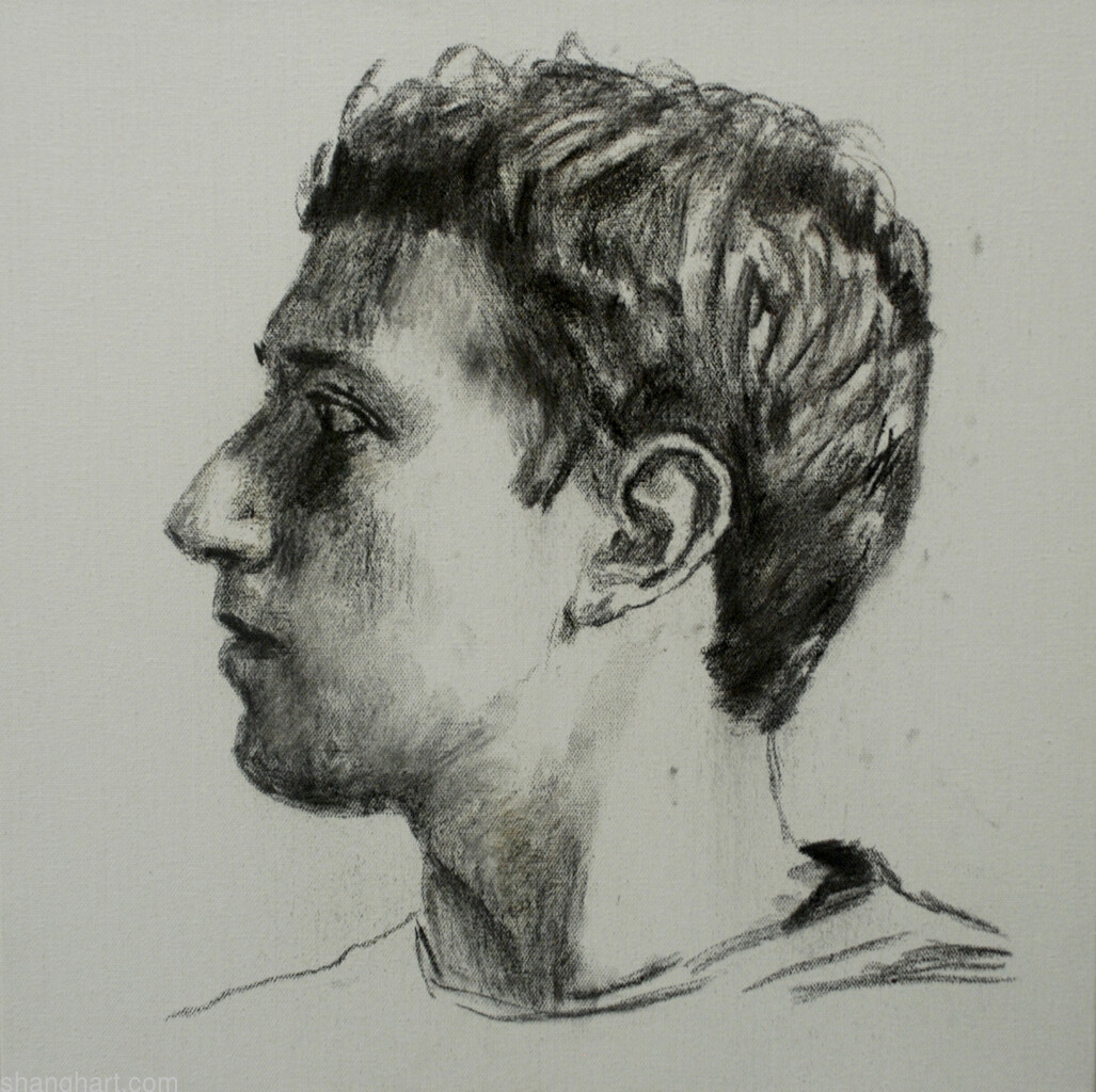 The face of facebook 28, Charcoal on paper, 50x50cm