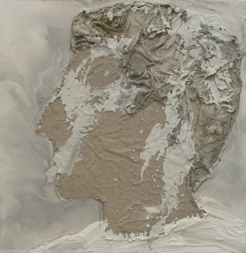 The face of facebook 34, Mixed media on canvas, 50x50cm