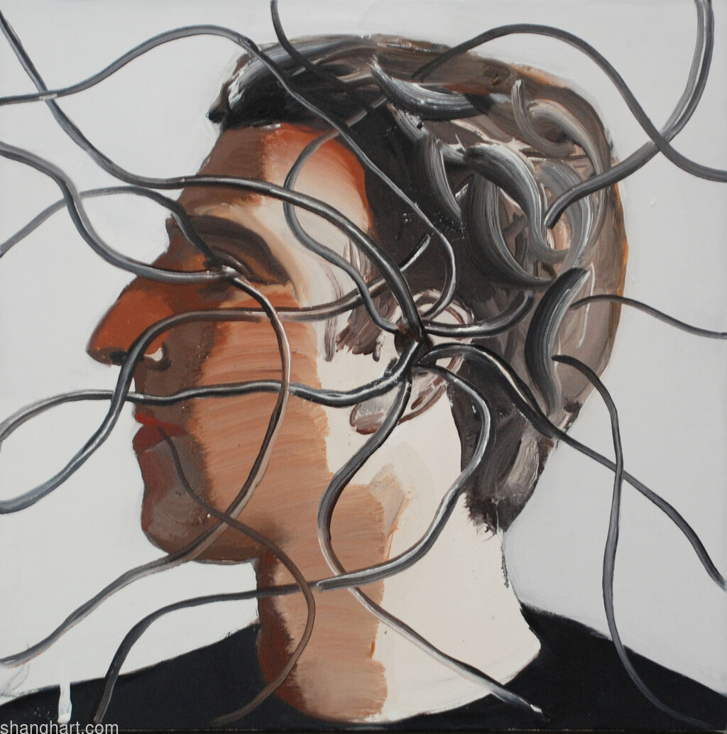 The face of facebook 40, Oli on canvas, 50x50cm