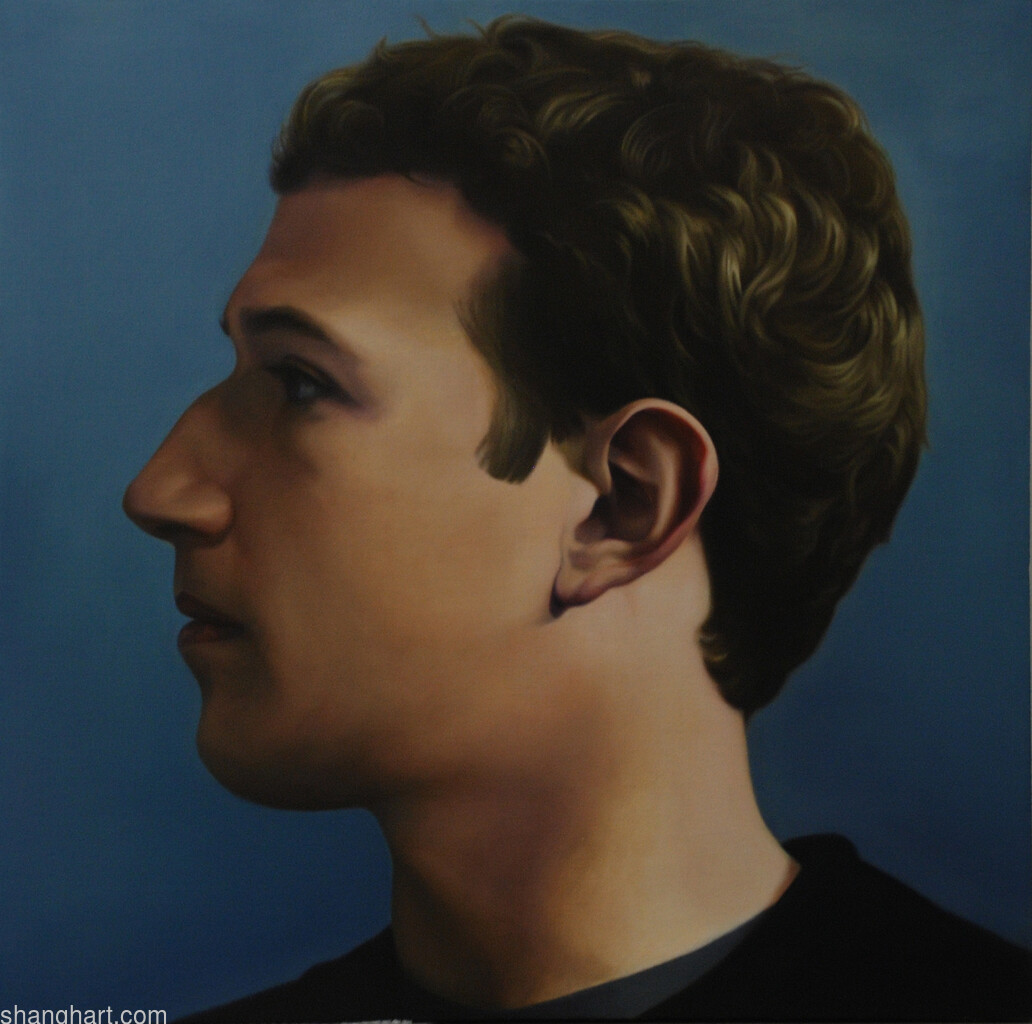 The face of facebook 48, Oil on canvas, 100x100cm