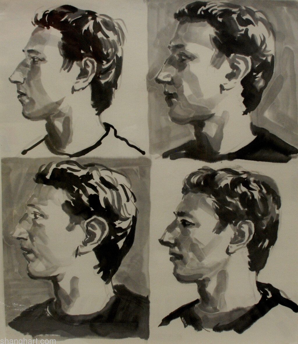 The face of facebook 50, Ink on paper 70x60cm