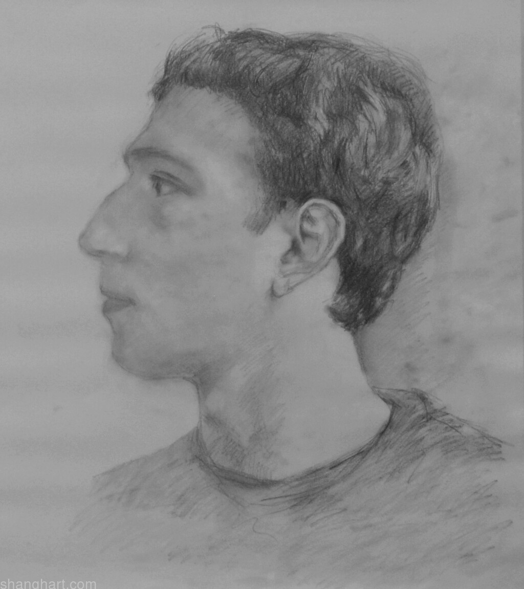 The face of facebook 59, Pencil on paper, 44.5x38.5cm