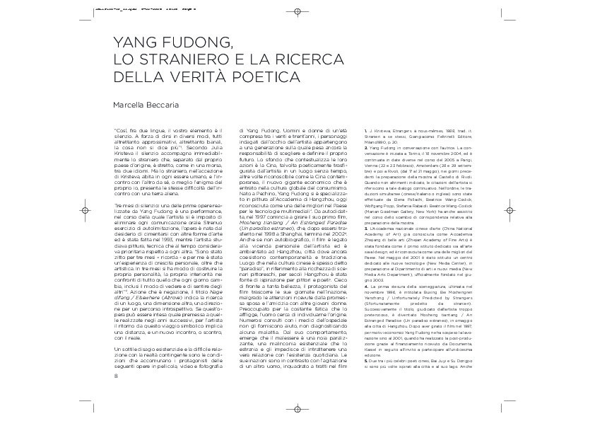 Yang Fudong,Lo Straniero e La Ricreca Della Verita Poetica (Italian)