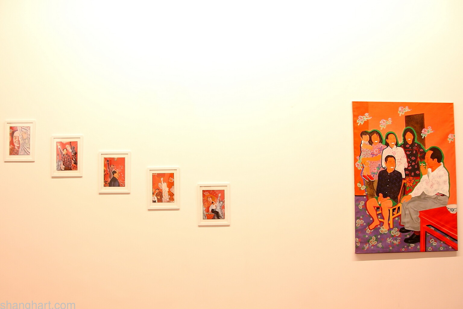 Left Group:Mao & The Statue of Liberty (Sketch) R:Talking with Hunan Peasants Acrylic on Canvas 1990