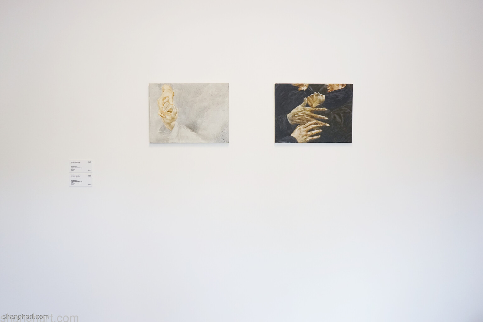 Left: A Study about Painting Hands-002, 2014; Right: A Study about Painting Hands 001, 2014