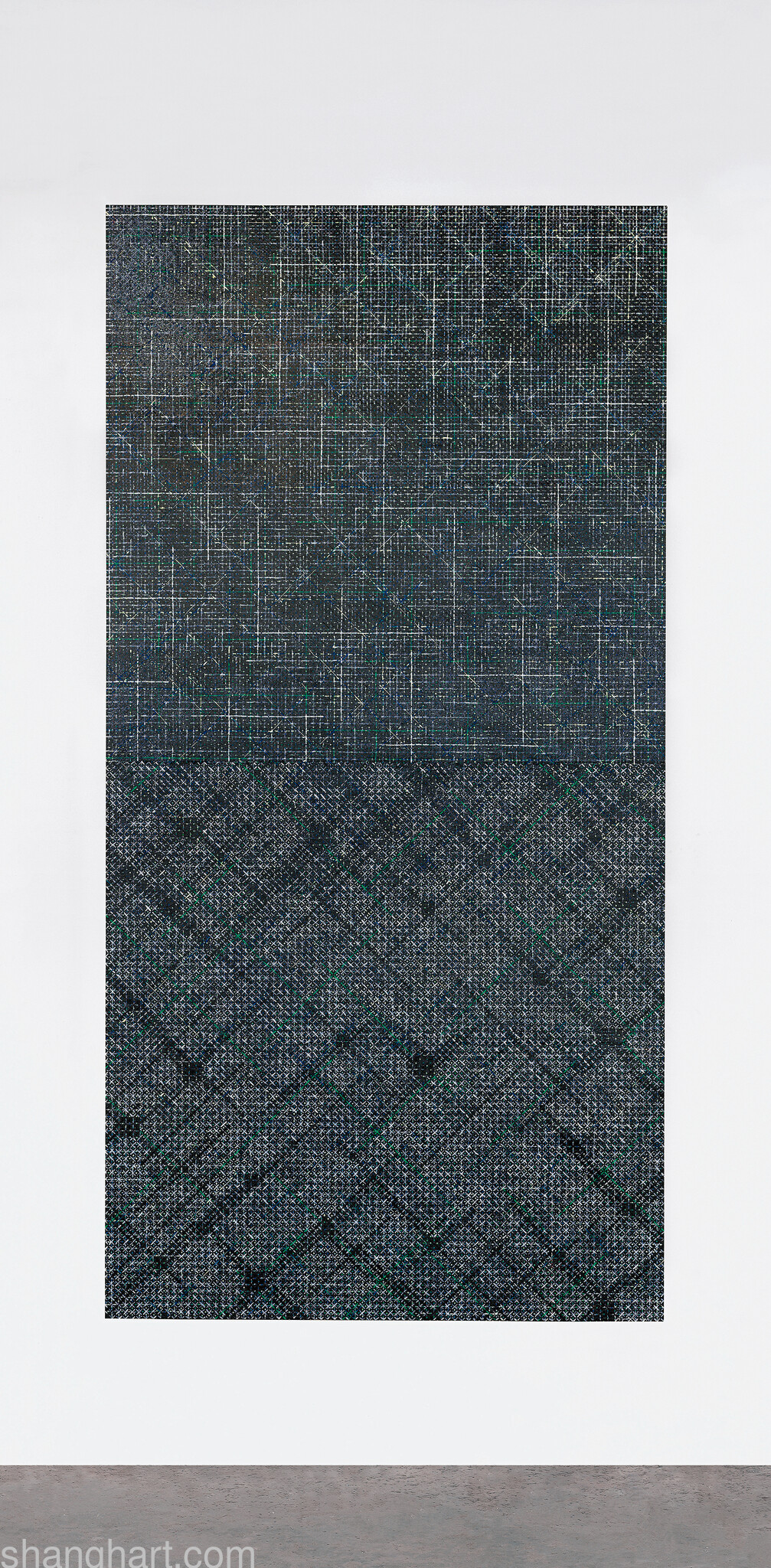 DING Yi, Appearance of Crosses 2015-10, Acrylic on basswood panel with engravings, 480x240cm