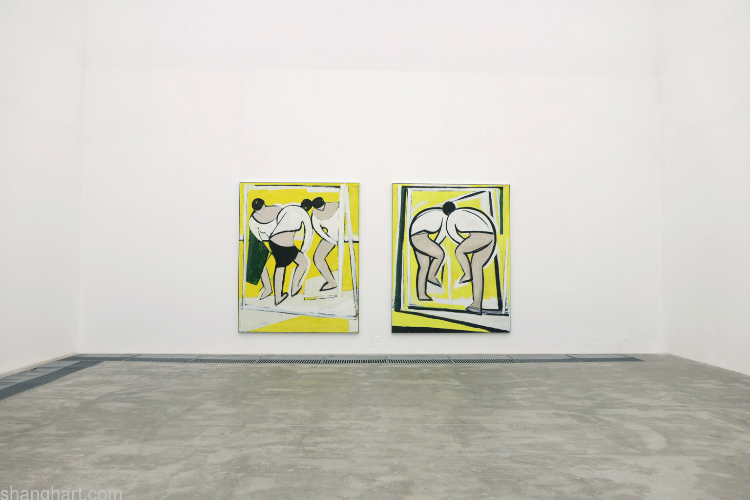 LIU Xiaohui | Untitled - figures in front of yellow background