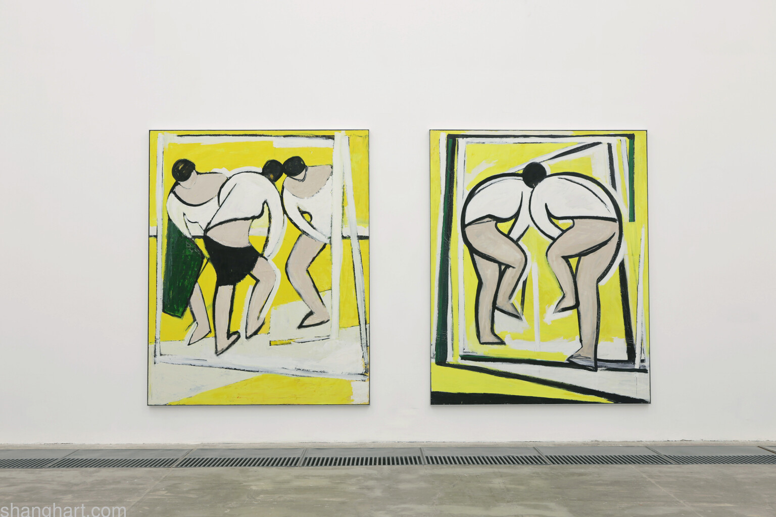 LIU Xiaohui | Untitled - figures in front of yellow background